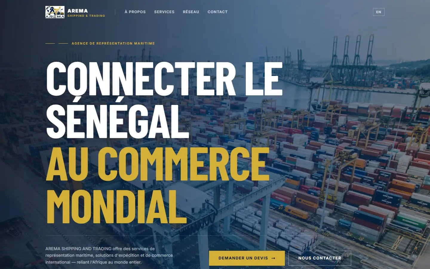 Home page of the AREMA Shipping and Trading website